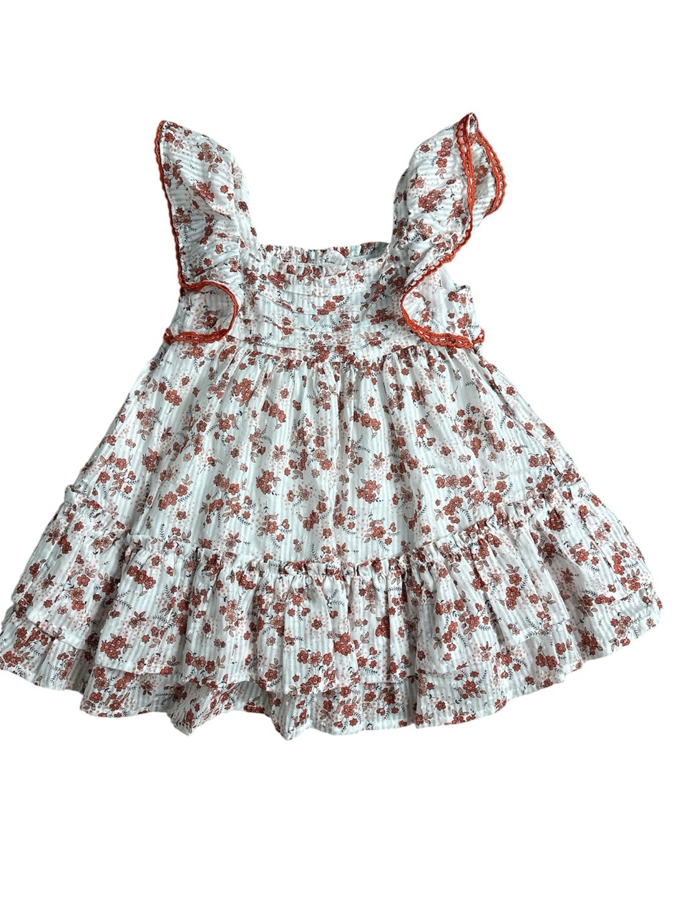 Joie White Baby Dress with Rust Floral Print